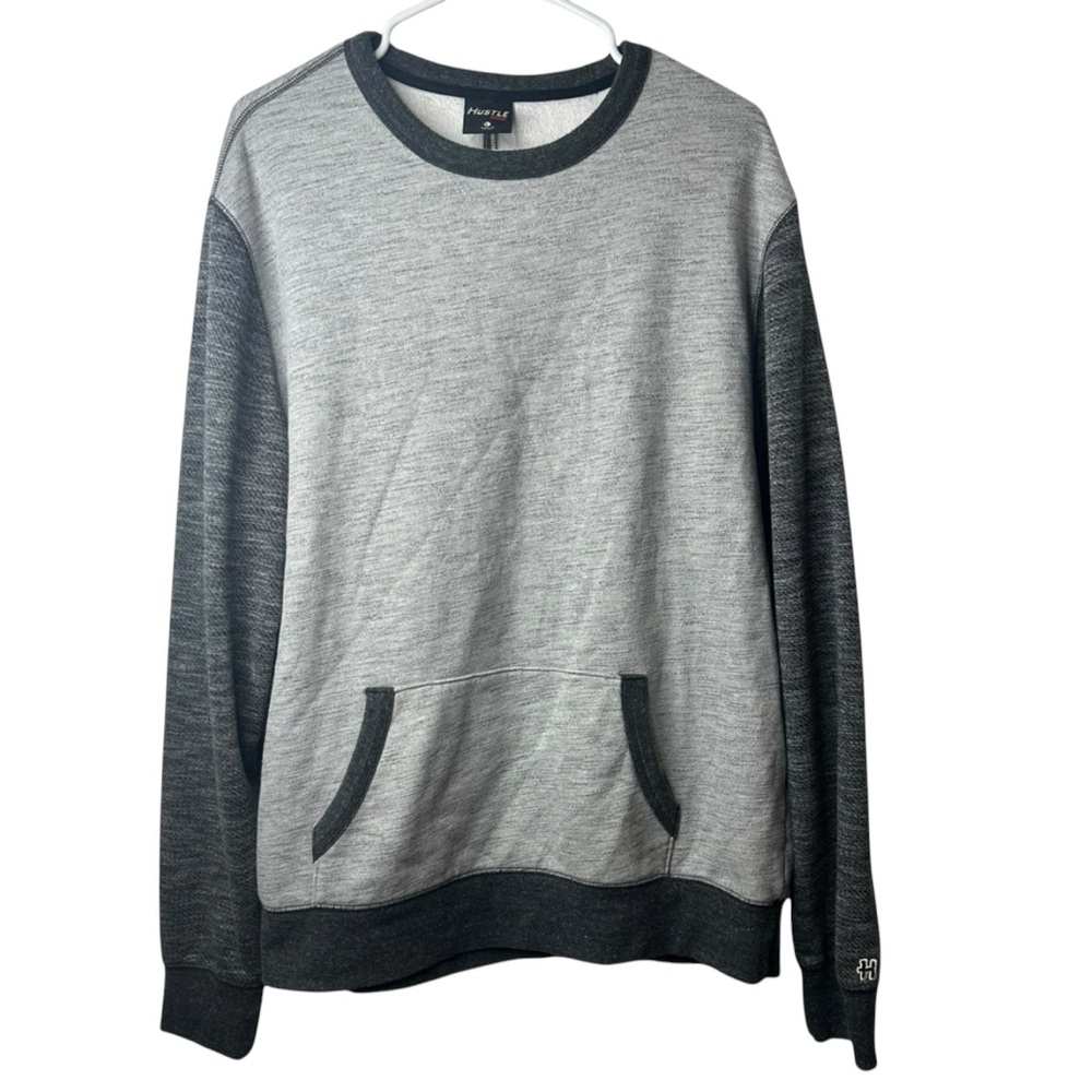 Homage Hustle Grey Crewneck Sweatshirt‎ Size Large Pocket Streetwear Casual